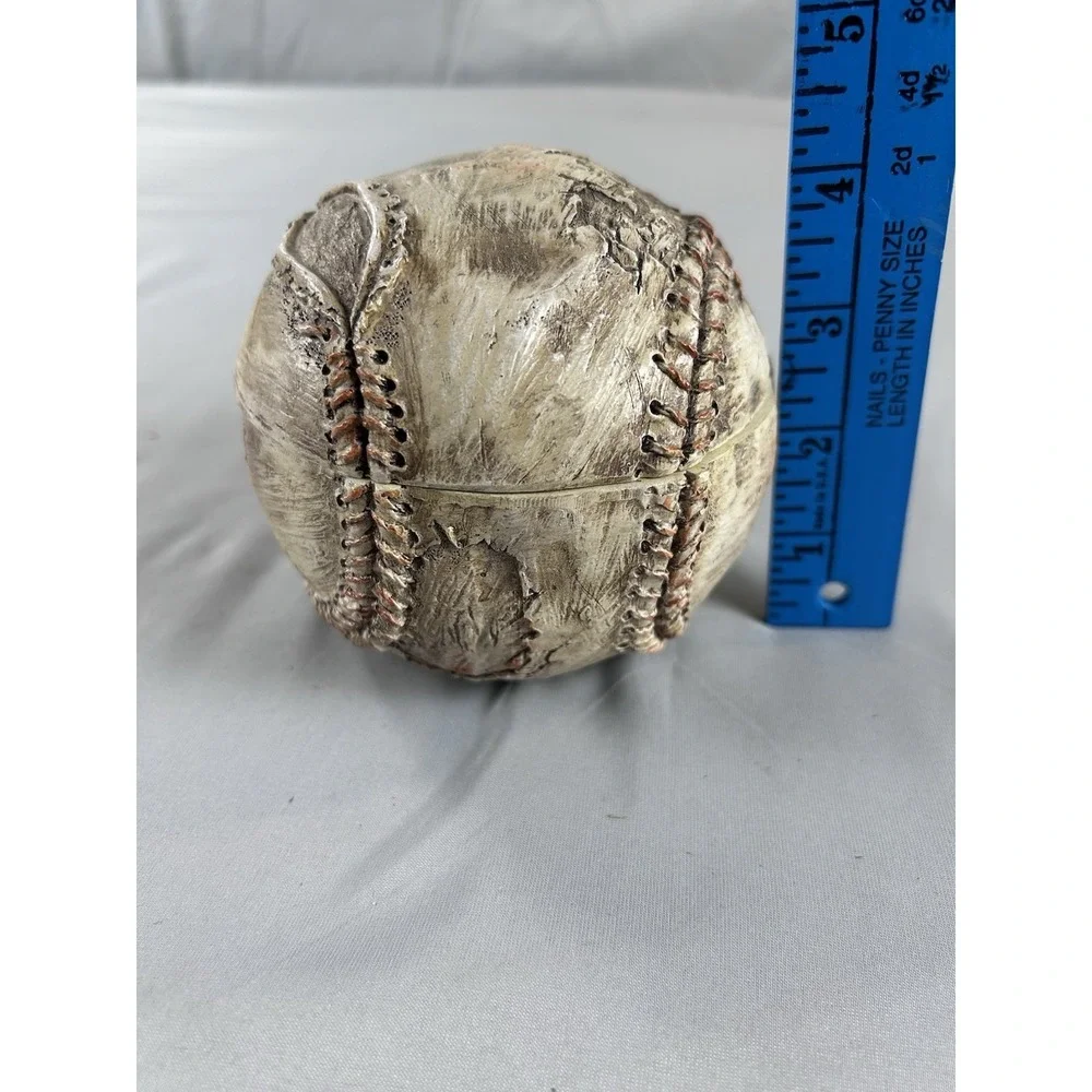Vintage Style‎ Baseball Trinket Box Resin Hinged Distressed Decor 4